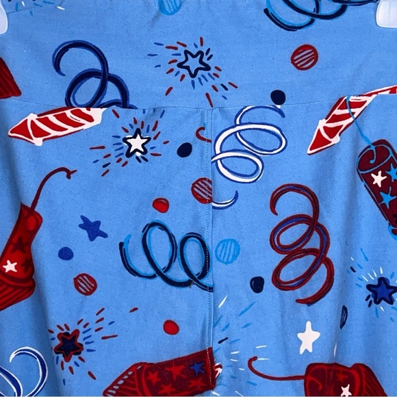 LuLaRoe One Size Red White Blue Leggings America Patriotic 4th Of July Stretch - Picture 5 of 11
